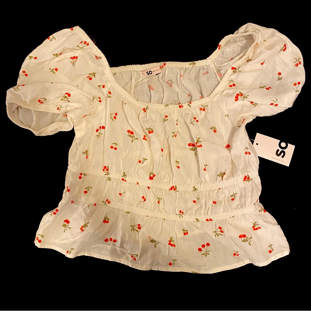 SO Cinch Waist Cherry Crop Top